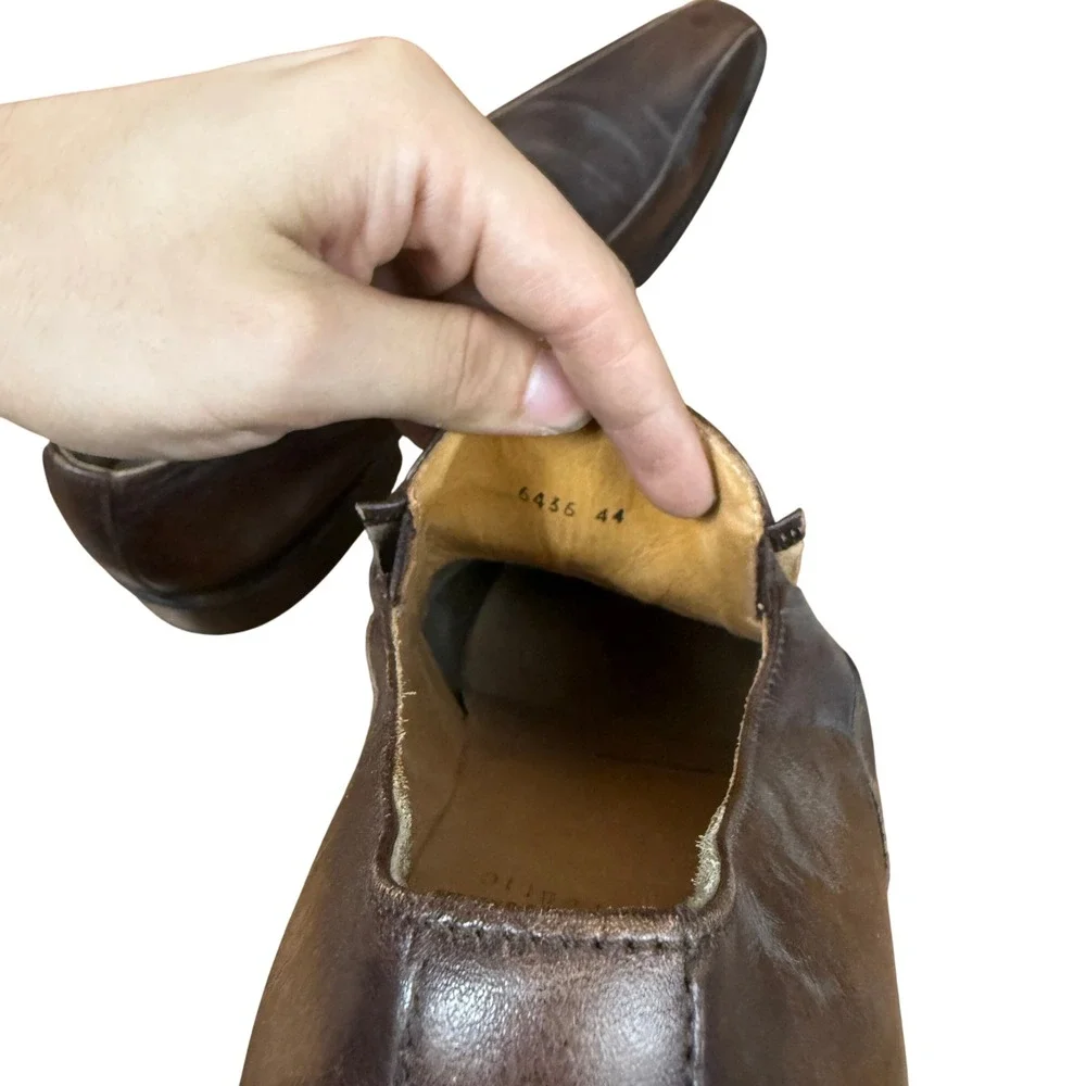 Rock & Republic Loafers Mens 44 Brown Leather Studded Square Toe Dress Shoes